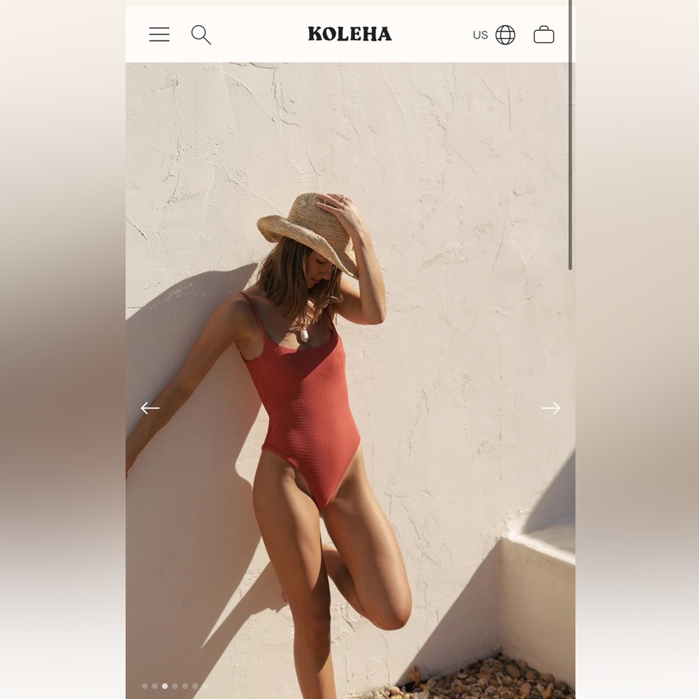 Koleha dusty red scoop back one piece